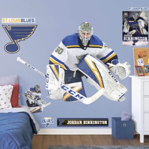 Jordan Binnington for St. Louis Blues - Officially Licensed NHL Removable Wall Decal Life-Size Athlete + 10 Team Decals (71"W x