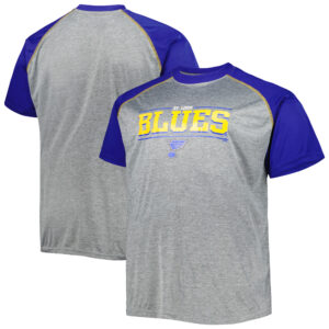 Men's Heather Gray St. Louis Blues Big & Tall Logo Raglan T-Shirt