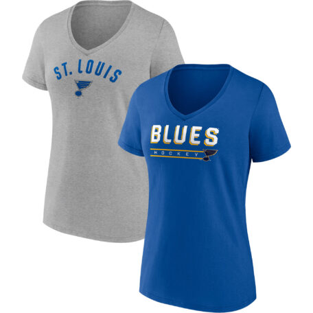 Women's Fanatics Branded Blue/Heathered Gray St. Louis Blues Parent 2-Pack V-Neck T-Shirt Set