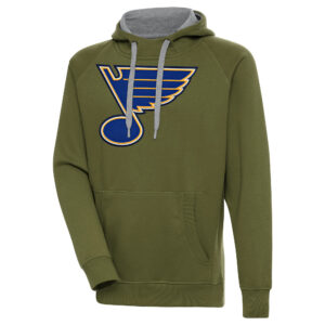 Men's Antigua Olive St. Louis Blues Victory Pullover Hoodie