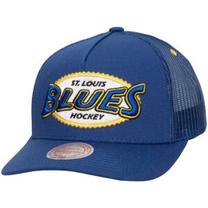 Men's Mitchell & Ness Blue St. Louis Blues Team Seal Trucker Snapback Hat