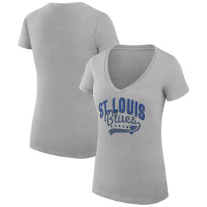 Women's G-III 4Her by Carl Banks Gray St. Louis Blues Filigree Logo V-Neck T-Shirt
