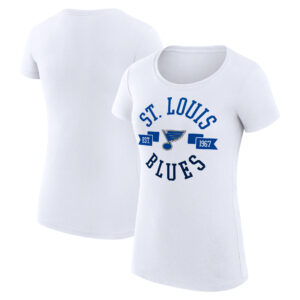 Women's G-III 4Her by Carl Banks White St. Louis Blues City Graphic Sport Fitted Crewneck T-Shirt
