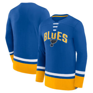 Men's Fanatics Branded Blue St. Louis Blues Back Pass Lace-Up Long Sleeve T-Shirt
