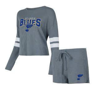 Women's Concepts Sport Charcoal St. Louis Blues Meadow Long Sleeve T-Shirt & Shorts Sleep Set