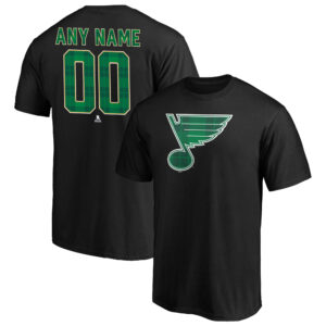 Men's Fanatics Branded Black St. Louis Blues Emerald Plaid Personalized Name & Number T-Shirt