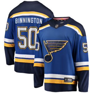 Men's Fanatics Branded Jordan Binnington Blue St. Louis Blues Breakaway Home Jersey